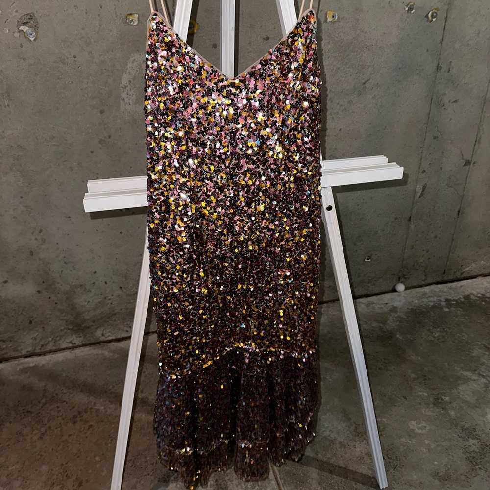 Adrianna Papell sparkly sequiens dress